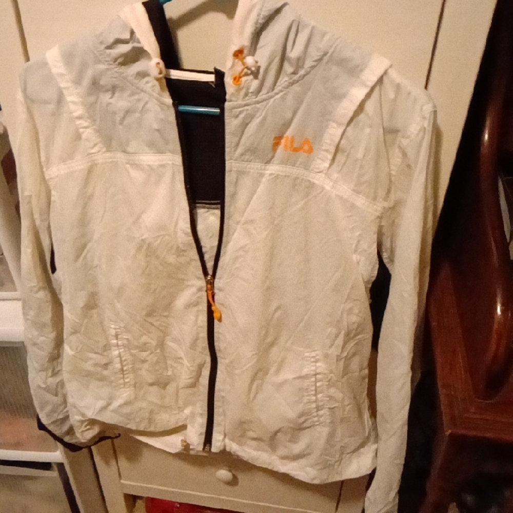 Fila Kids White Jacket with Orange Accents